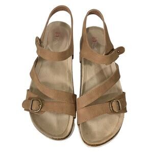 B True Baretraps Sandals Size 10 Persy Brown Hook Loop Closure Arch Support